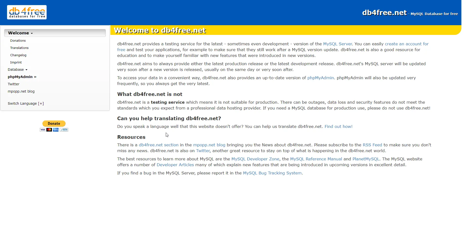 db4free.net screenshot db4free.net screenshot