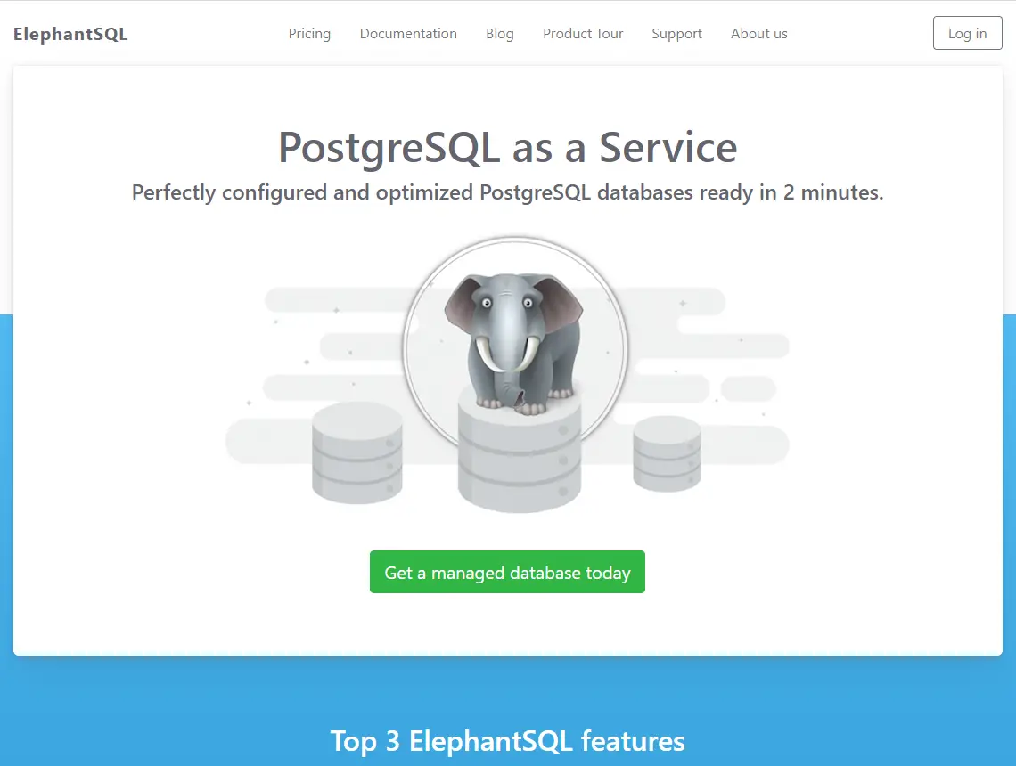 elephantsql.com homepage