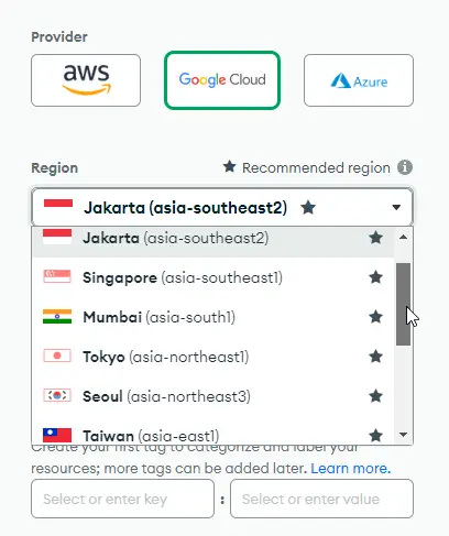 mongodb provider & region mongodb provider & region