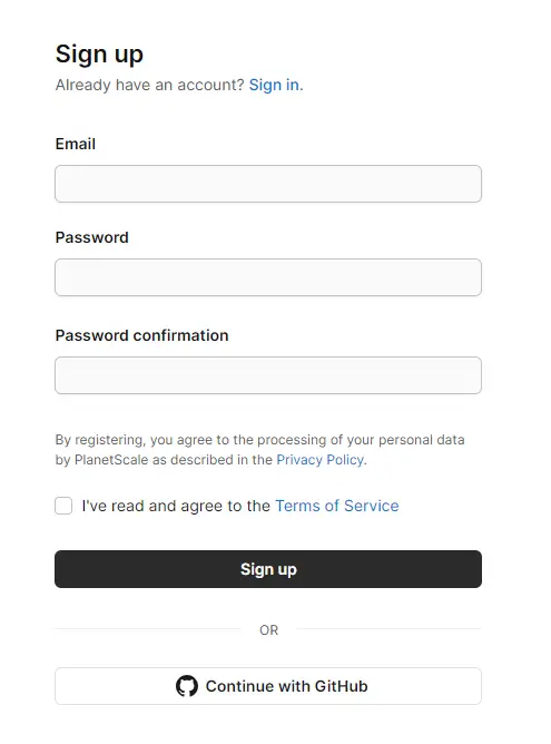 planetscale.com sign-up planetscale.com sign-up