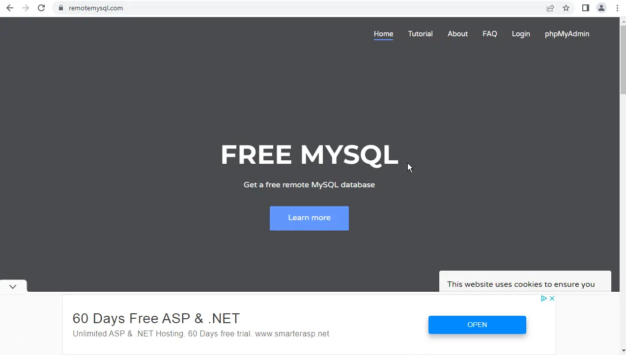 remotemysql.com homepage remotemysql.com homepage